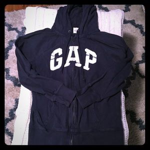 Gap navy blue long sleeve hooded zip up sweatshirt